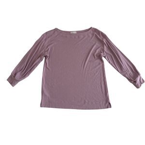 Loft Outlet Ribbed Soft Pink Boat Neck 3/4 Sleeve Top Sz Small